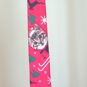 Holiday Time Red Cat Christmas Tie
